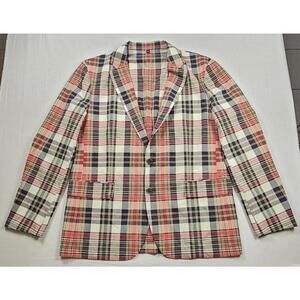 NEW MEN'S J CREW UNSTRUCTURED LUDLOW BLAZER JACKET MADRAS PLAID PRINT SIZE 44R